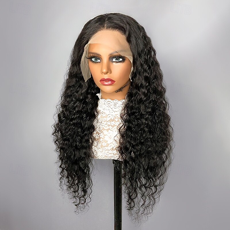 13x6 Deep Wave Lace Front Wigs Human Hair 180% Density With Baby Hair Natural Color3
