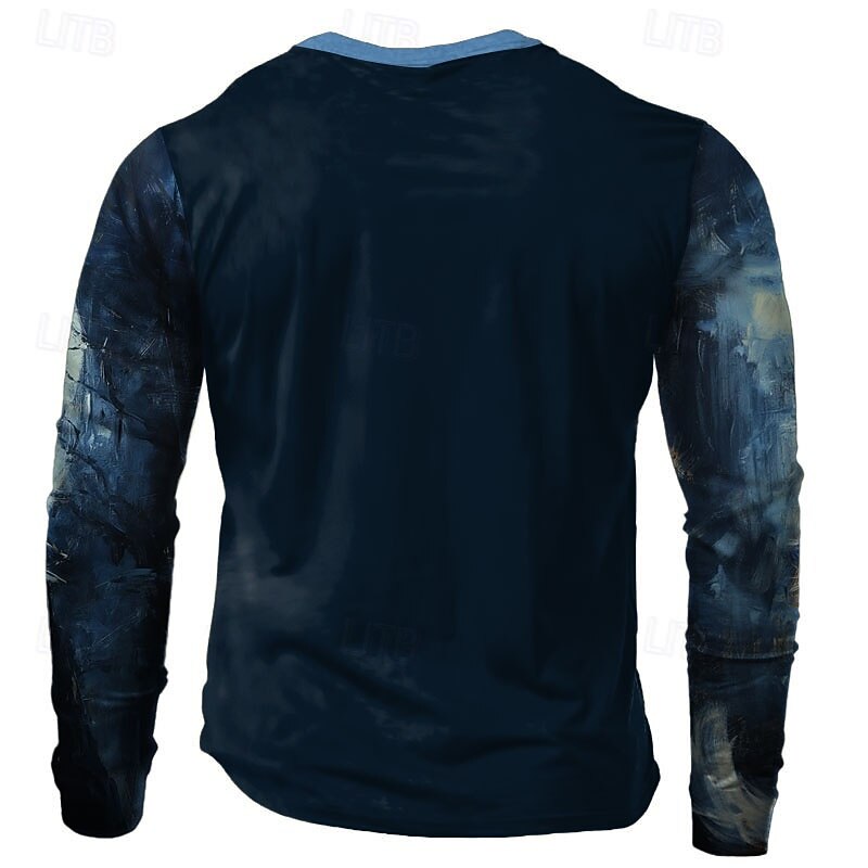 Halloween Men's Werewolf T Shirt Long Sleeve T shirt 3D Print Crew Neck Shirt Designer Retro Vintage Street Casual Daily Blue Summer Spring Fall Clothing Apparel S M L XL XXL XXXL2