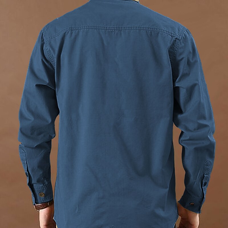 Men's Nautical Compass Work Shirt Western Shirt Cargo Shirt Long Sleeve Casual Tactical Sports & Outdoor Going out Winter Spring &  Fall Turndown Print Black Army Green Blue Khaki2