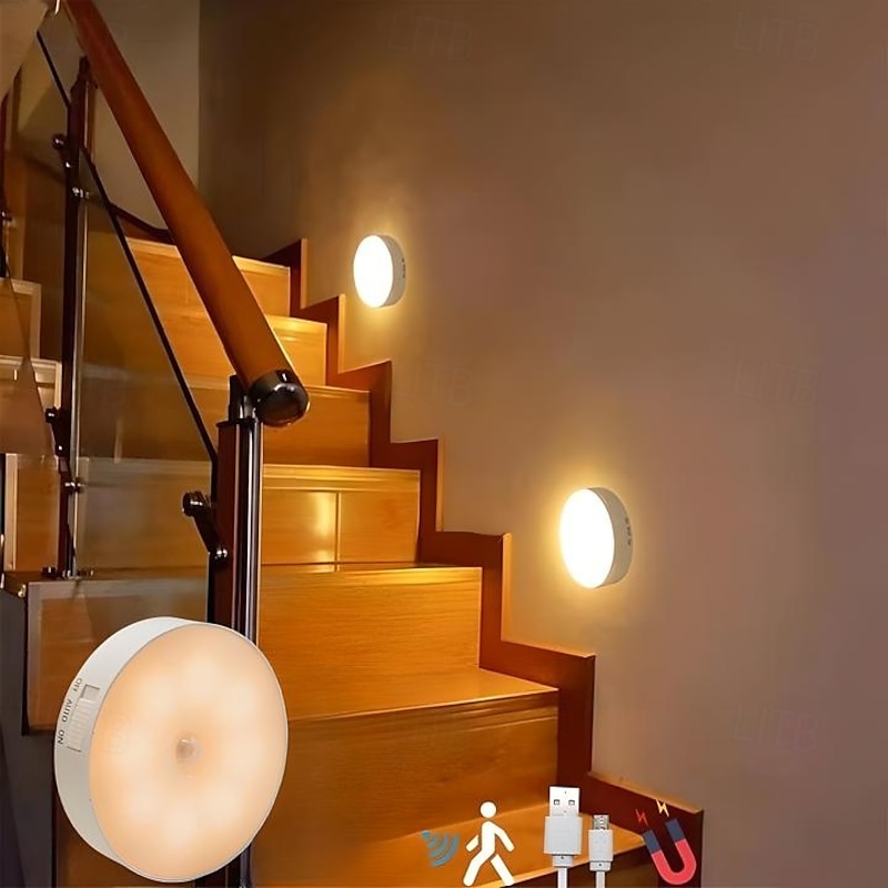 8LEDs Motion Sensor Light LED USB Night Light Kitchen Bedroom Stair Cabinet Hallway Closet Closet Night Light Charging Light2
