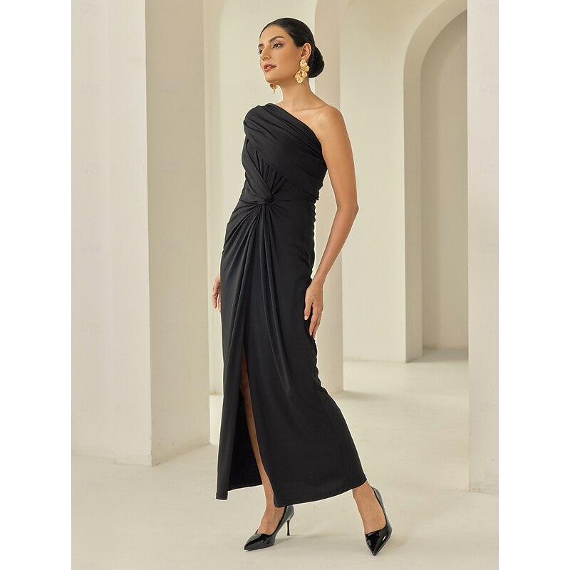 Black Sleeveless Ruched Twist Elegant Party/Evening/Wedding Guest Hem Maxi Dress dress to impress 20244