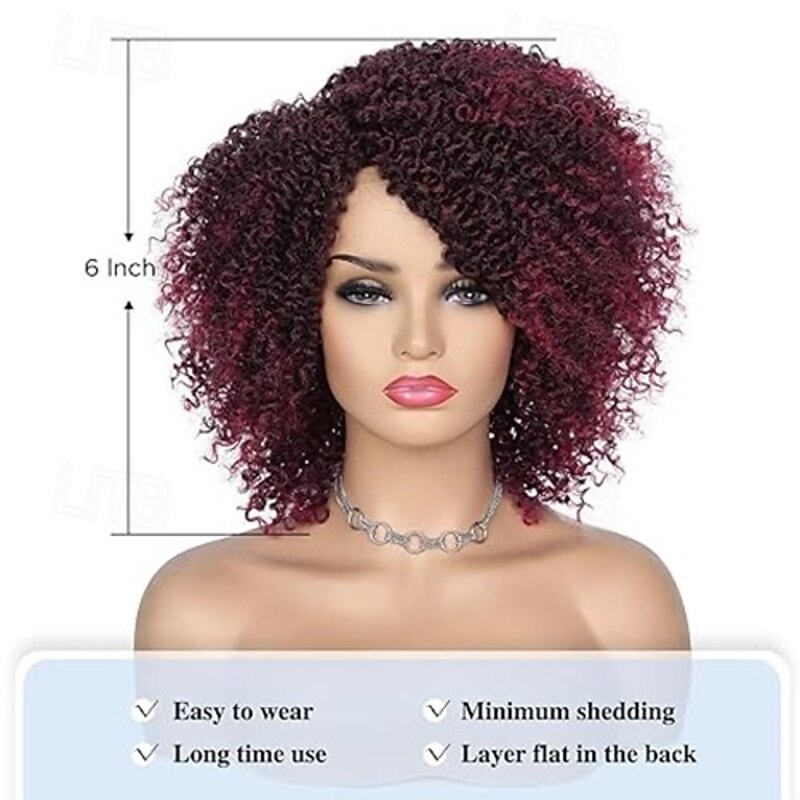 Short Kinky Curly Wigs Side Part Afro Curly Wig for Black Women Twist Out African American Synthetic Wigs2