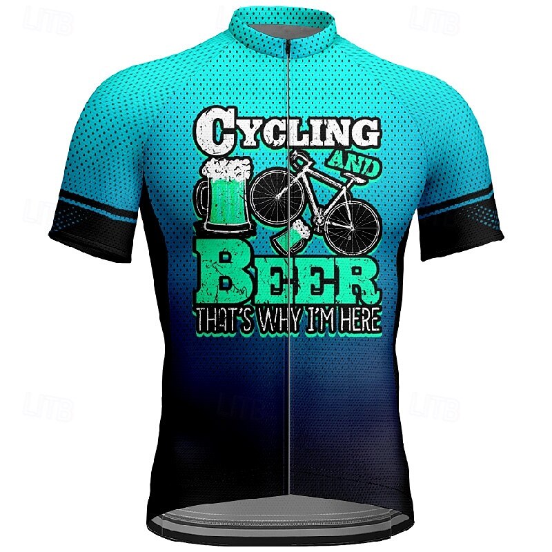 Men's Cycling Jersey Gradient Letter & Number Short Sleeve Bike Tee Tshirt Jersey with 3 Rear Pockets Mountain Bike MTB Quick Dry Anatomic Design Wicking Breathable Sports Red Blue Purple Clothing