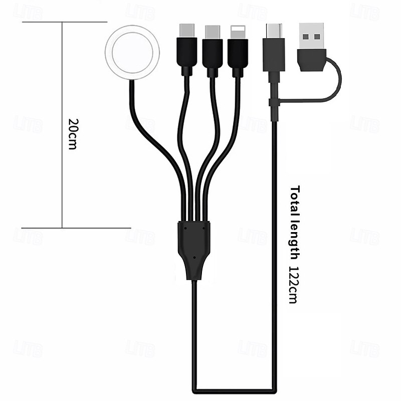 Newest 1.2m New Arrival 3 In 1 Mobile Phone Fast Charge Cable Customized Different Colors 4 in 1 watch & phone charger cable3