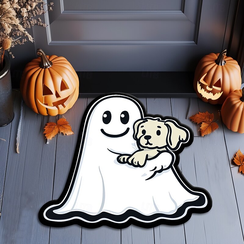 Halloween Decorations Irregular Ghost Doormat Kitchen Mat Floor Mat Non-Slip Area Rug Oil Proof Rug Indoor Outdoor Mat Bedroom Decor Bathroom Mat Entrance Rug