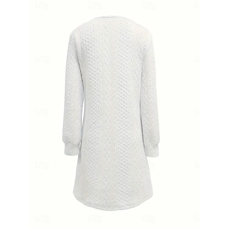 Women's Plain Dress Mini Dress Zipper Vintage Casual V Neck Long Sleeve Black White Pink Color3