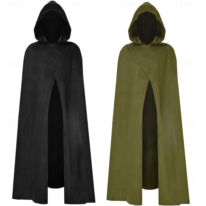 Retro Vintage Punk & Gothic Medieval Hooded Cloak Shawls Ranger Elven Solid Color Fancy Dress Men's Women's Celtic Viking Fantasy Halloween Carnival Masquerade Party / Evening Adults' Cloak