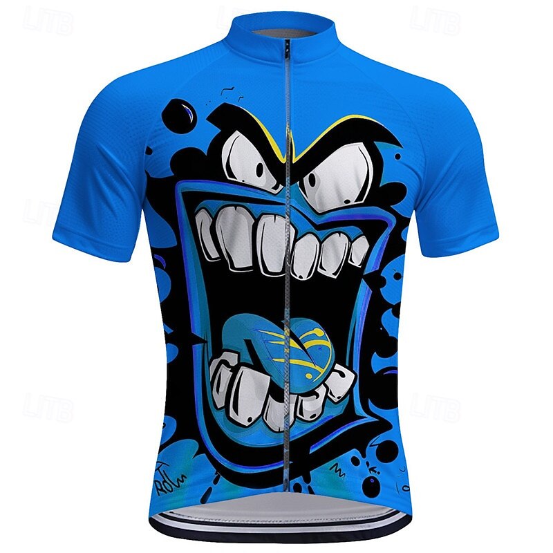 Men's Cycling Jersey Cartoon Short Sleeve Bike Tee Tshirt Top with 3 Rear Pockets Mountain Bike MTB Road Bike Cycling Quick Dry Front Zipper Wicking Sports Yellow Blue Purple Clothing Apparel3