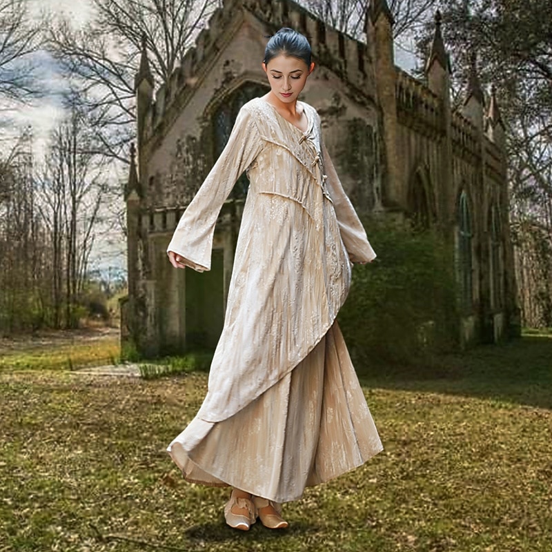 Retro Vintage Medieval Dress Solid Color Fancy Dress Women's Masquerade Party / Evening Adults' Dress