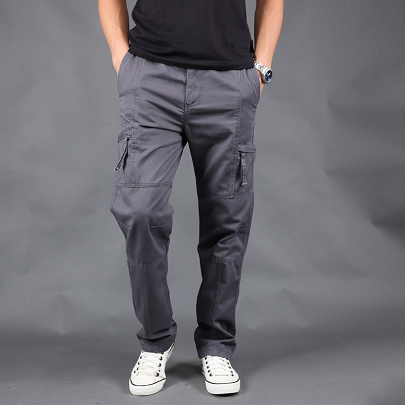 Men's Cargo Pants Tactical Pants Trousers Hiking Pants Buttons Elastic Waist Multi Pocket Plain Quick Dry Wearable Outdoor Daily Camping & Hiking Fashion Classic Black Army Green3