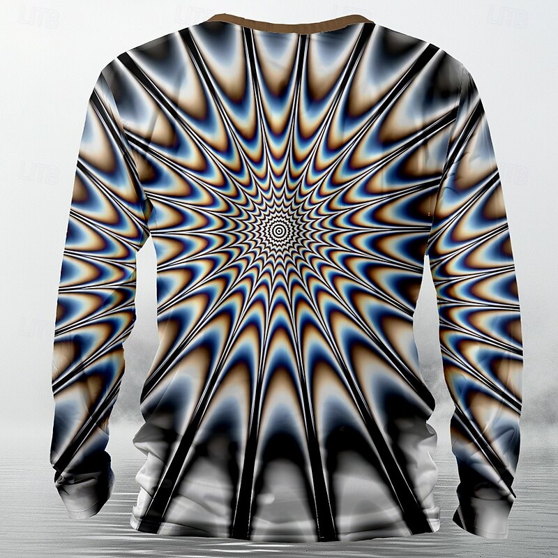 Men's Geometric T Shirt Long Sleeve T shirt 3D Print Crew Neck Shirt Exaggerated Designer Retro Vintage Street Casual Daily Black Summer Spring Fall Clothing Apparel S M L XL XXL XXXL2