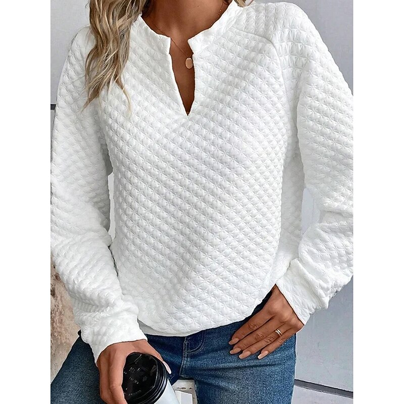Women's Designer Sweatshirt Fashion Plain Work Round Neck Long Sleeve White Spring Fall3