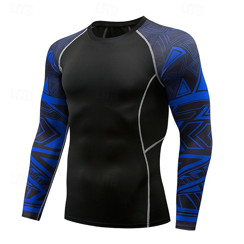 Men's Compression Shirt Athletic Shirt Gym Shirt Fitness Shirt Long Sleeve Tee Tshirt Casual Athleisure Fall Spandex Quick Dry High Stretch Breathable Gym Workout Walking Jogging Sportswear Activewear