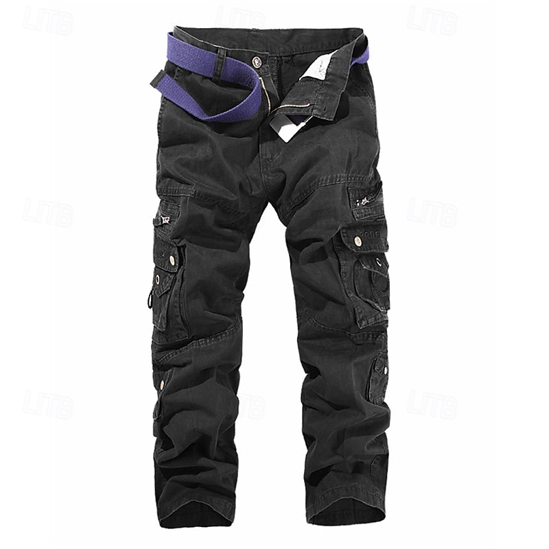 Men's Cargo Pants Tactical Pants Trousers Buttons Multi Pocket Plain Wearable Outdoor Daily Camping & Hiking Fashion Classic ArmyGreen Black2