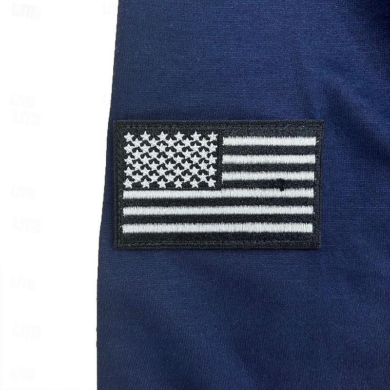 Men's Golf Shirt American Flag Polo Shirt Work Daily Wear Quarter Zip Long Sleeve Fashion Comfortable National Flag Embroidery Zip Up Spring &  Fall Regular Fit Black White Navy Blue Army Green Golf3