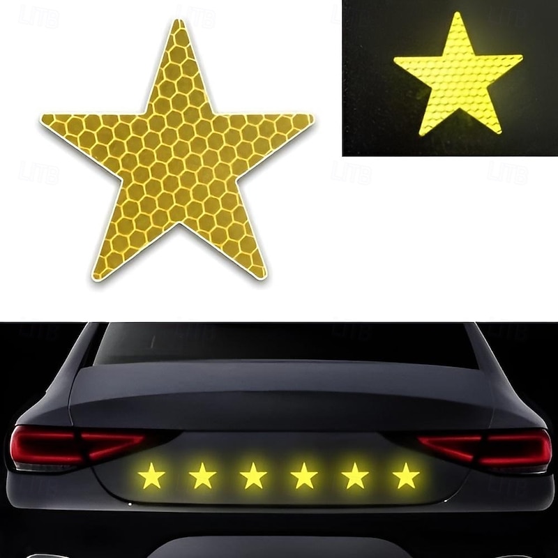 50pcs High Intensity Grade Reflective Safety Warning Tapes Stickers Self-Adhesive For Car Truck Motorcycle Boat Bike Trailer Camper Balance car Helmet Fence Bags Outdoor Star shape
