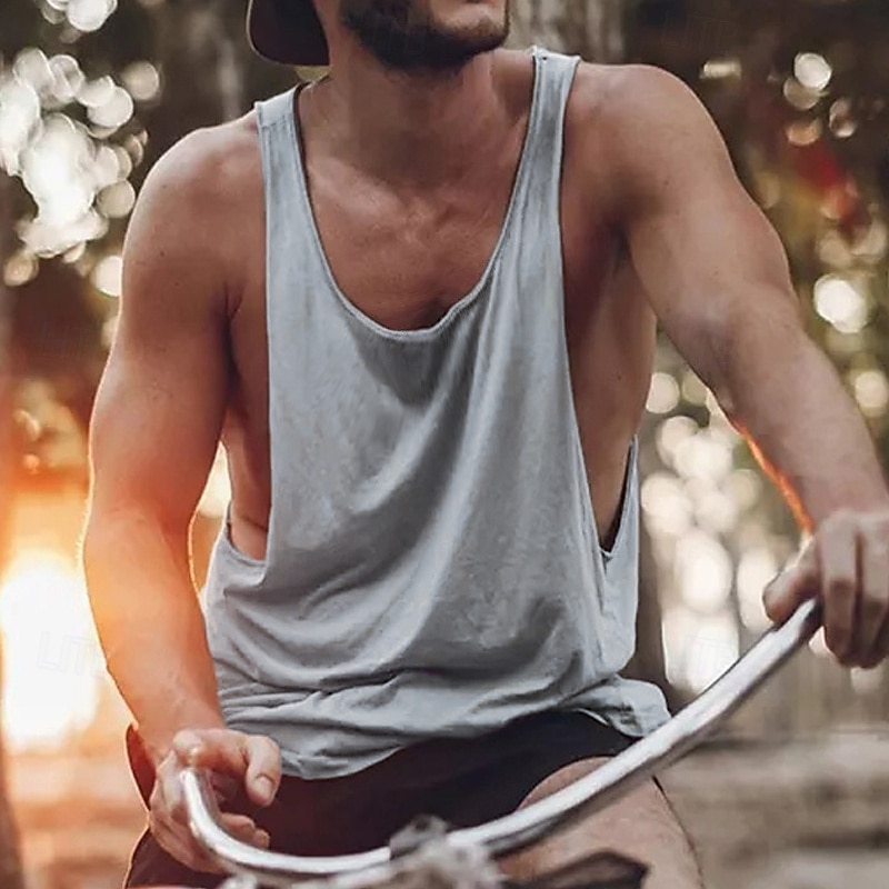 Men's Tank Top Vest Top Undershirt Sleeveless Shirt Sleeveless Crew Neck Summer Solid Color Simple Casual Comfortable Vacation Street Daily Black White Yellow Top Tee for Men