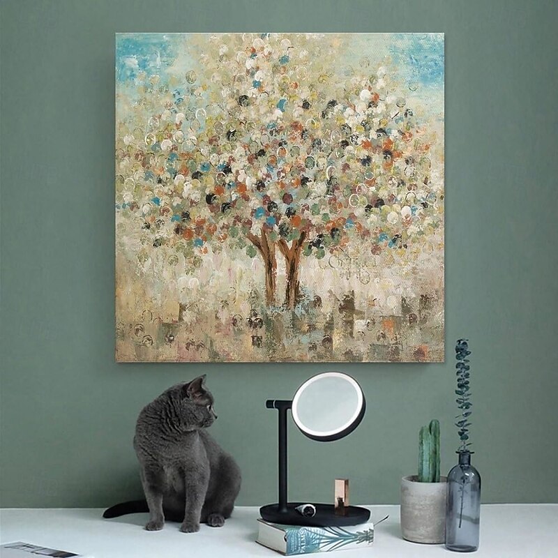 Handmade Oil Painting Canvas Wall Art Decoration Modern Abstract Tree of Life Flower Plant Landscape for Home Decor Rolled Frameless Unstretched Painting4