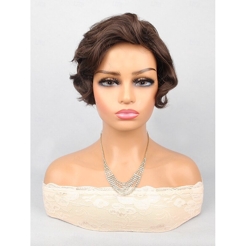 Synthetic Wig Bouncy Curl Short Bob Side Part Wig 10 inch Light Brown Synthetic Hair Women Light Brown2