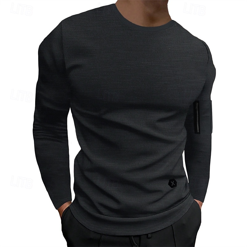 Men's T Shirt Tee Tee Top Long Sleeve Shirt Long Sleeve Crew Neck Spring &  Fall Plain Fashion Designer Basic Classic Vacation Street Going out Black White Army Green Top Tee for Men3
