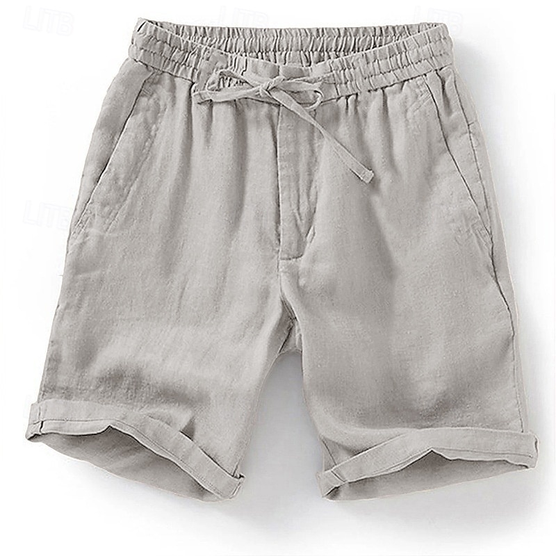 Men's Summer Shorts Beach Shorts Drawstring Elastic Waist Plain Breathable Soft Short Casual Daily Holiday Streetwear Hawaiian Blue Green Micro-elastic2