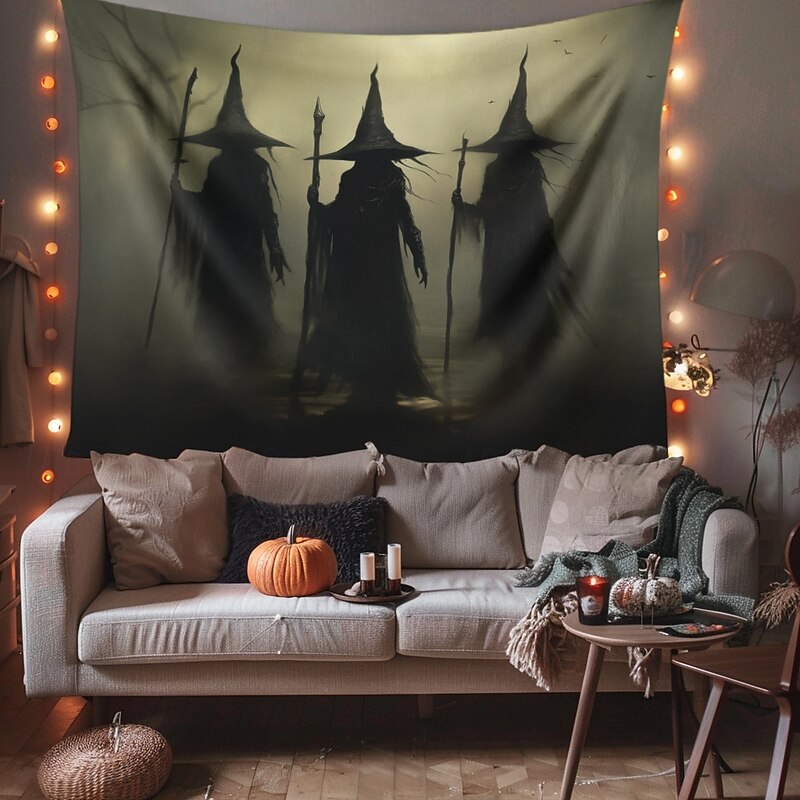 Halloween Decorations Three Witches Hanging Tapestry Wall Art Large Tapestry Mural Decor Photograph Backdrop Blanket Curtain Home Bedroom Living Room Decoration Zombie Bride Bloody Hand2