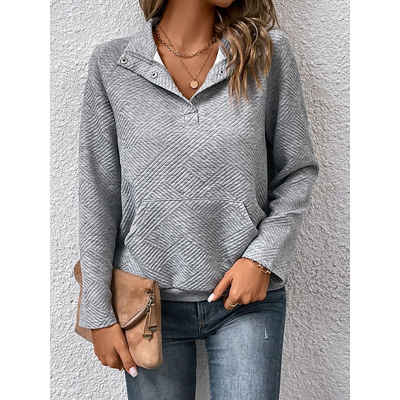 Women's Sweatshirt Crew Neck Long Sleeve Black Green Gray Fall Winter