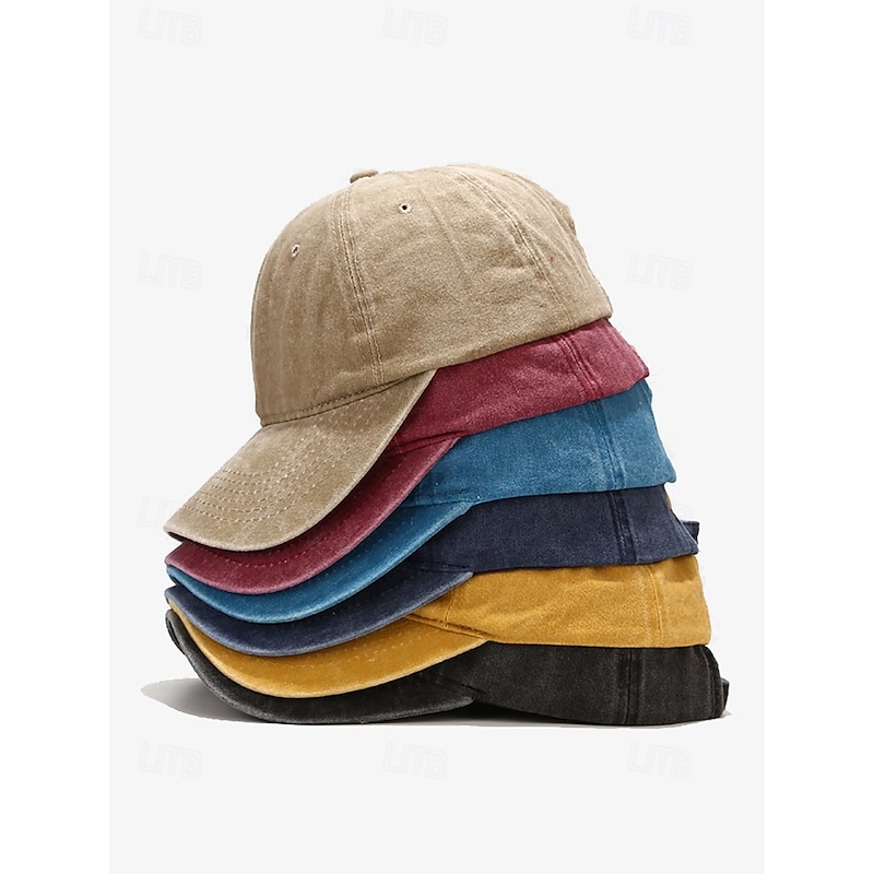 Men's Vintage Washed Cotton Baseball Cap - Adjustable Dad Hat in Multiple Colors for Casual Wear