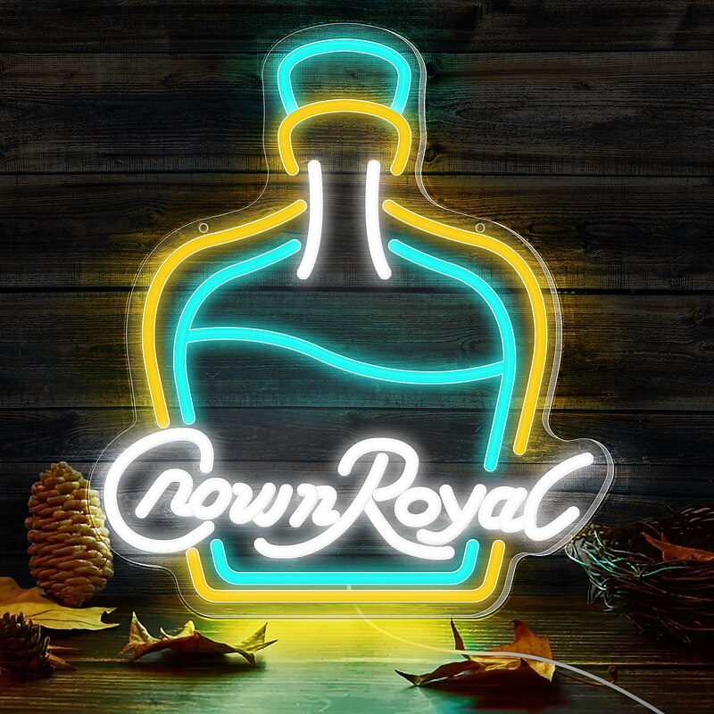 Crown Royal Bottle Shape LED Neon Sign Light Bar Light USB Powered for Home Bedroom Bar Club Pub Party Wall Art Decoration Halloween Hanging Bar Club Light