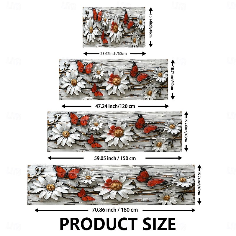 Wooden Daisy Pattern Kitchen Rug Area Rug Mat Non-Slip Oil Proof Floor Mat Livingroom Rug Indoor Outdoor Mat Bedroom Decor Bathroom Mat Entrance Rug Door Mat2