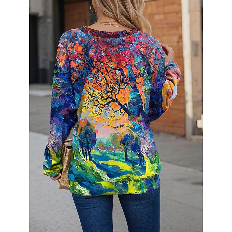 Women's Sweatshirt Graphic Dailywear Print Elegant Fashion Casual Loose Fit Crew Neck Long Sleeve Inelastic Spring Fall Winter Comfrt Breathable Soft Fabric2