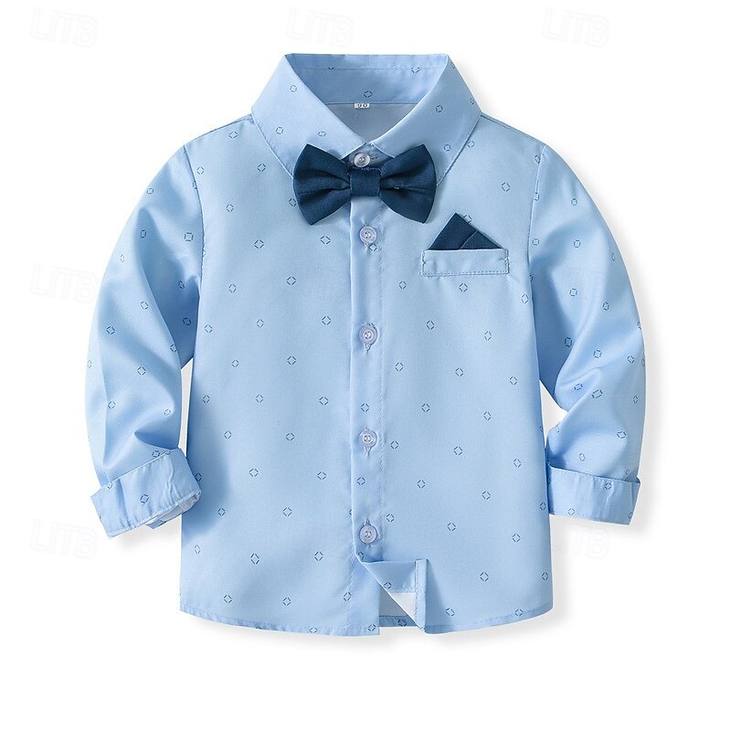 2 Pieces Ring Bearer Suit Boys Kids Shirt & Pants Formal Party Cool Gentle Solid Color Blue Cotton3