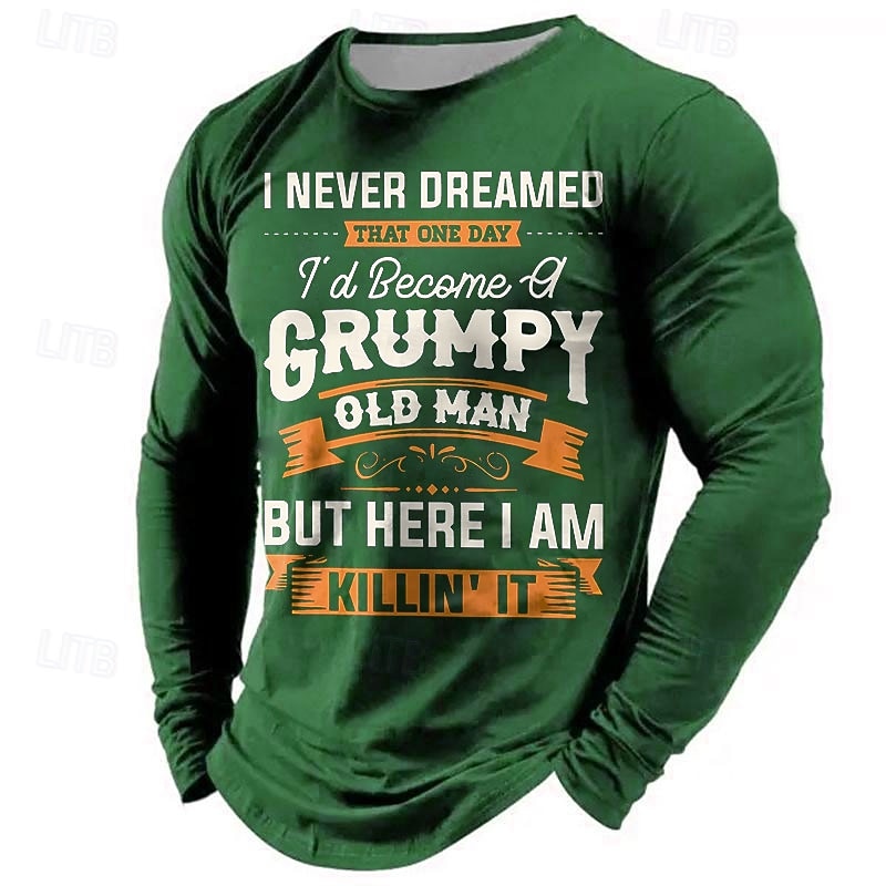 Men's Grumpy Old Man Killin' It Long Sleeve T-Shirt | Funny Humorous Lifestyle Graphic Tee2