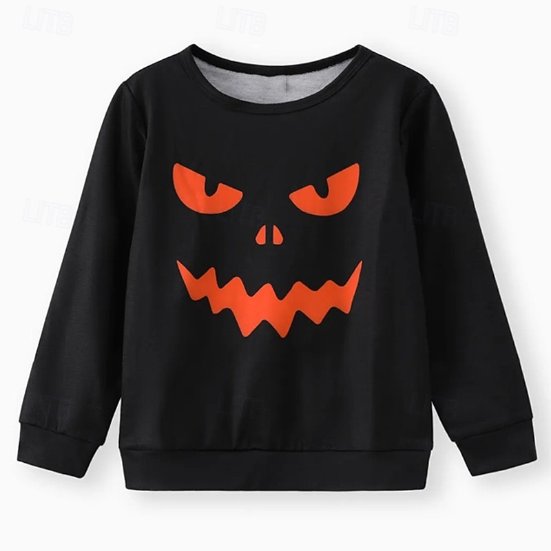 Halloween Boys 3D Graphic Ghost Sweatshirt Long Sleeve Spring Fall Fashion Basic Polyester Kids 4-12 Years Crew Neck Outdoor Casual Daily Regular Fit2