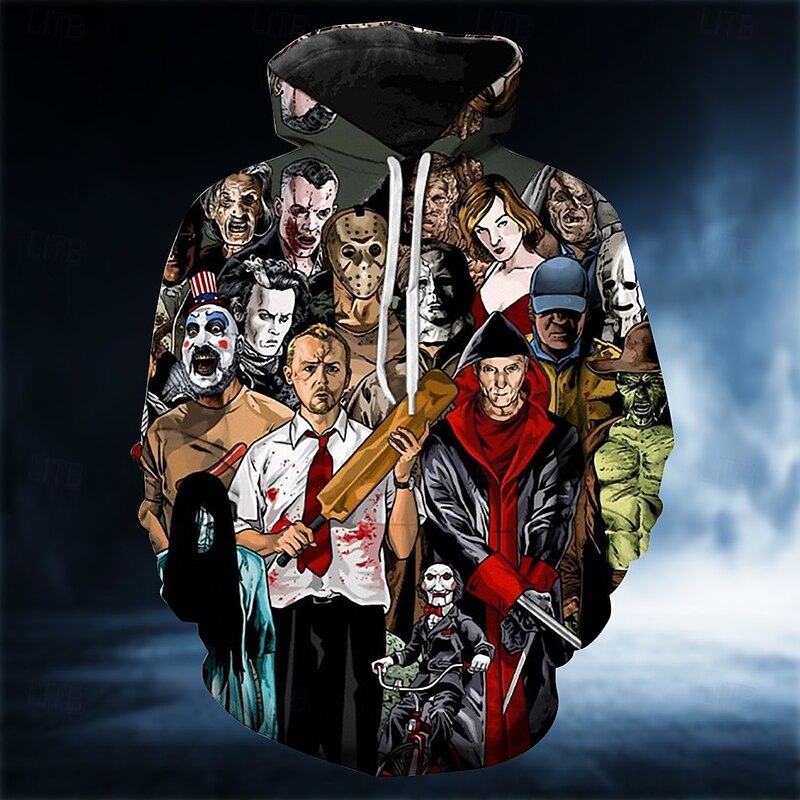 Halloween Zombie Hoodie Print 3D Front Pocket Graphic For Couple's Men's Women's Adults' Halloween Carnival Masquerade 3D Print Vacation Halloween4