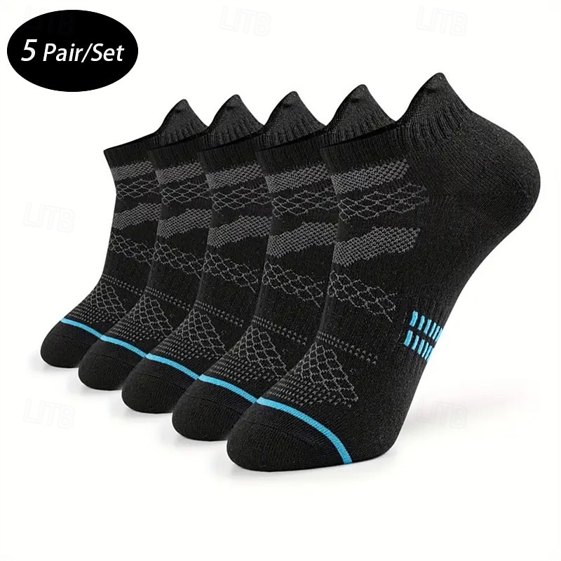 Men's 5 Pairs Multi Packs Socks Running Socks Casual Socks White Yellow Color Color Block Sports & Outdoor Daily Vacation Basic Medium Spring Fall Fashion Casual