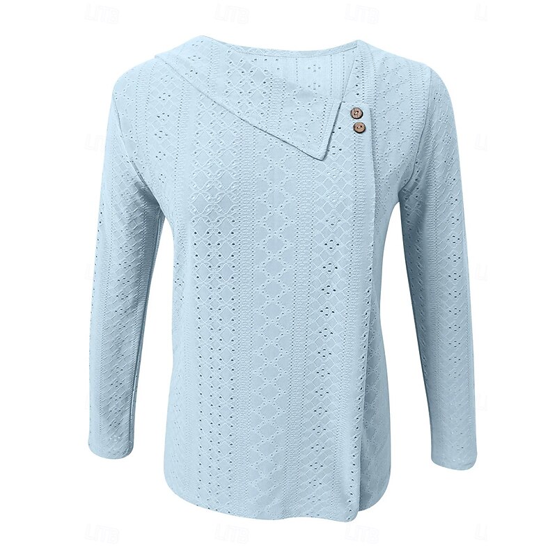 Women's Blouse Stylish Long Sleeve Regular Tops Crew Neck Daily Royal Blue Blue Purple Green Spring Fall2