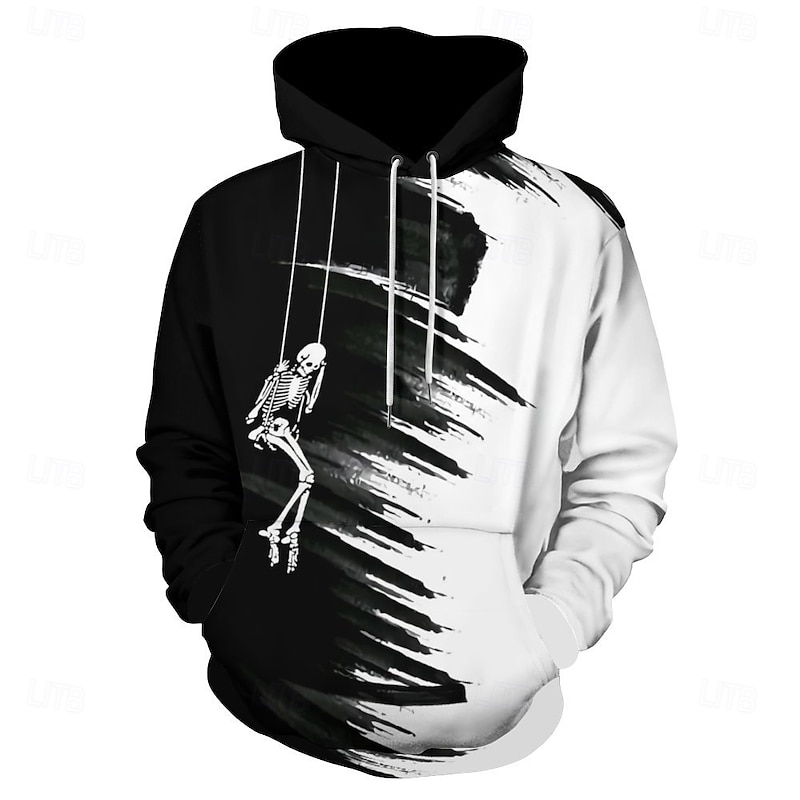 Men's Hoodie Hoodies Sweatshirt Fashion Daily Long Sleeve Hooded Vacation Streetwear White Printing Winter Spring &  Fall Designer