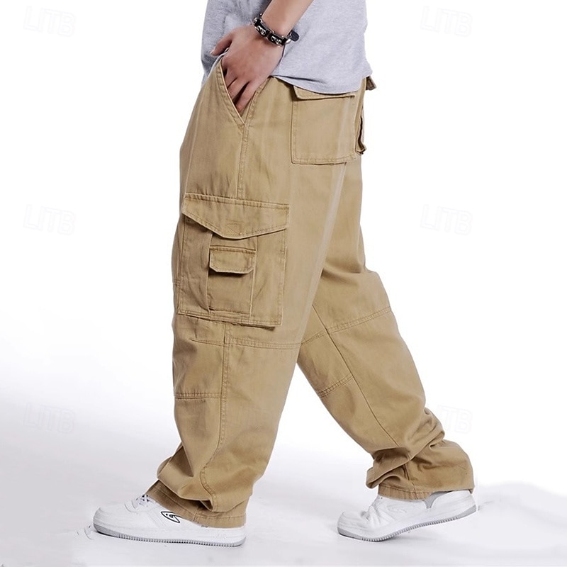 Men's Cargo Pants Tactical Pants Trousers Buttons Elastic Waist Multi Pocket Plain Wearable Outdoor Daily Camping & Hiking Casual Big and Tall Black Yellow3