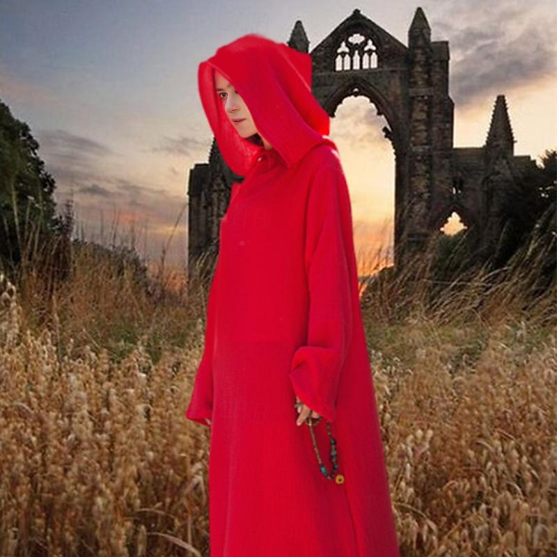 Punk & Gothic Steampunk Hoodies Robe Solid Color Fancy Dress Women's Celtic Viking Fantasy Halloween Carnival Masquerade Performance Party Adults' Dress