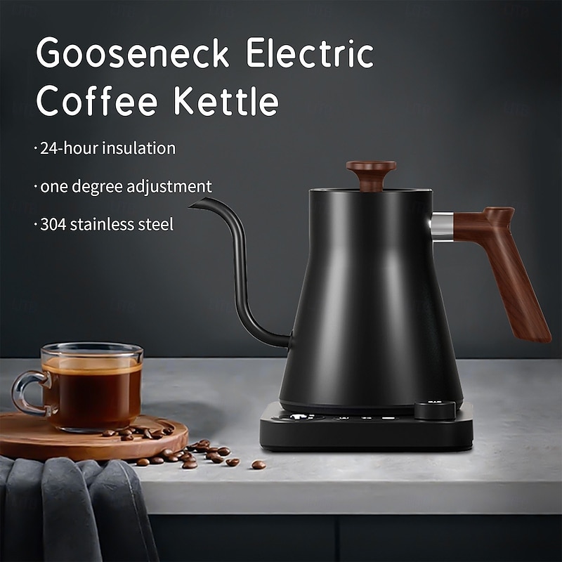 Electric Gooseneck Kettle Fast Water Boiler Stainless Steel Inner Temperature Control LCD Display Auto Shut Off 0.9L Pour Over Coffee and Tea Kettle2