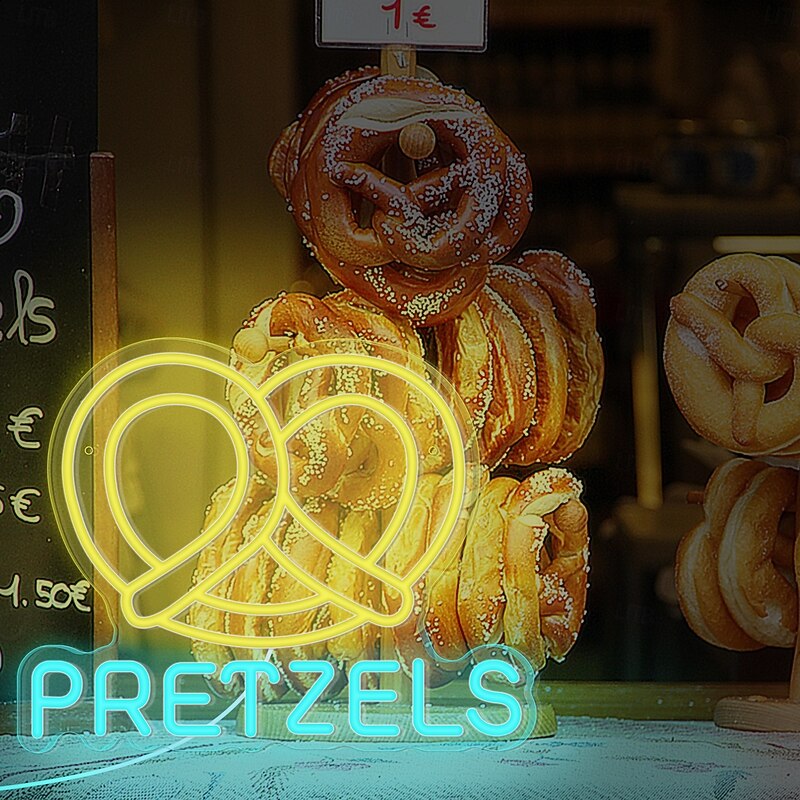 Oktoberfest Pretzels LED Neon Sign Light, Pretzels Neon Sign for Restaurant Wall Art, German Bakery Wall LED Decorations2