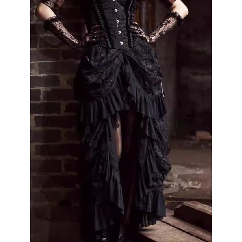 Punk & Gothic Steampunk Skirt Lace Solid Color Fancy Dress Women's Fantasy Steampunk Halloween Carnival Party / Evening Adults' Skirt2