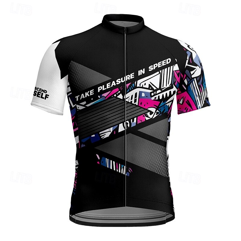 Men's Cycling Jersey Geometic Short Sleeve Bike Tee Tshirt Jersey with 3 Rear Pockets Mountain Bike MTB Quick Dry Anatomic Design Wicking Breathable Sports White Yellow Blue Clothing Apparel2