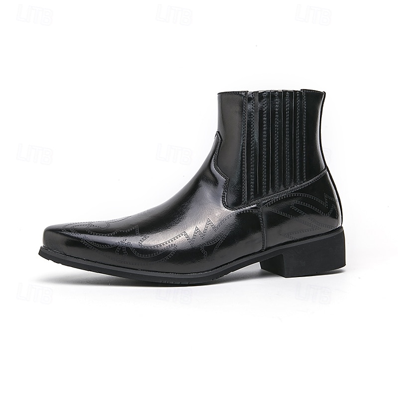 Men's Vintage Bronze Faux Leather Ankle Boots with Western Stitching, Stylish and Durable for Casual and Dressy Occasions 10