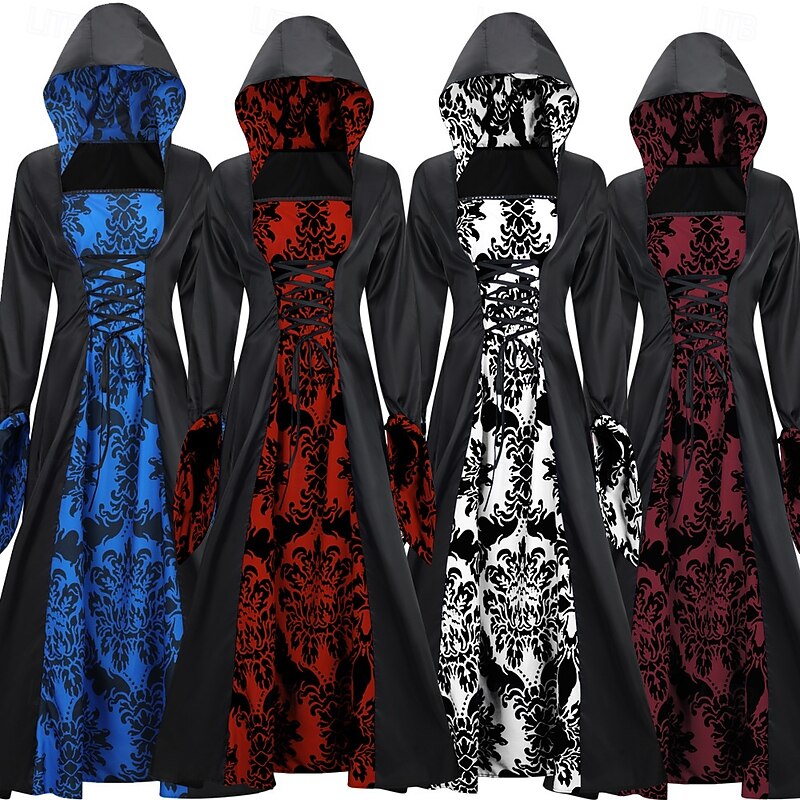 Retro Vintage Punk & Gothic Medieval Dress Witch Fancy Dress Women's Celtic Fantasy Steampunk Masquerade Party Adults Dress