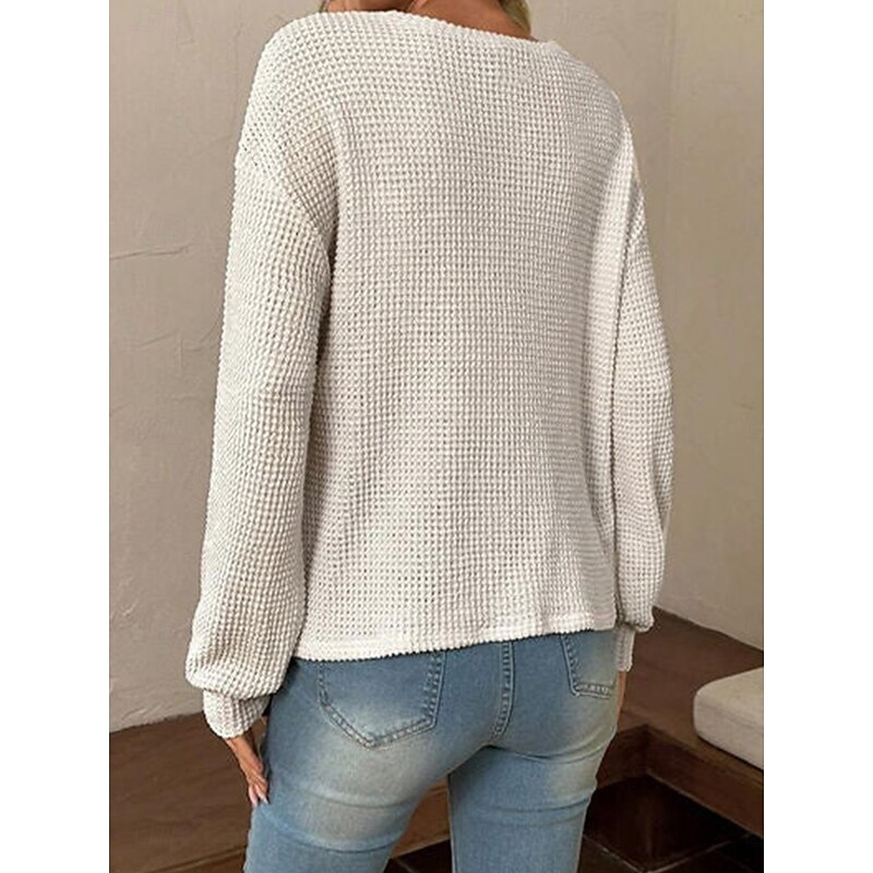 Women's Tunic Elegant Casual Asymmetrical Long Sleeve Regular Tops Crew Neck Daily White Blue Khaki Spring Fall2
