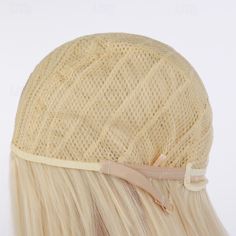 Cosplay Costume Wig Straight Middle Part Wig Long Light Pink Wine Red Pale Gold Milk gold flax yellow Synthetic Hair Women's Blonde Pink Red2