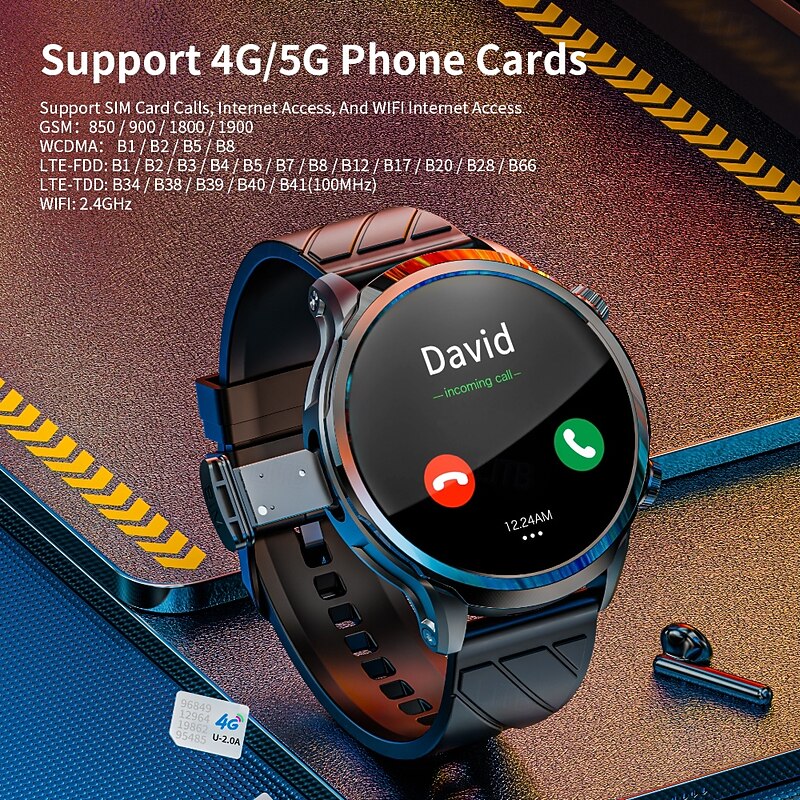 LOKMAT APPLLP 8 PRO Smart Watch 1.85 inch 4G LTE Cellular Smartwatch Phone 3G 4G Bluetooth Pedometer Call Reminder Sleep Tracker Compatible with Null Women Men GPS Hands-Free Calls Media Control IPX-43