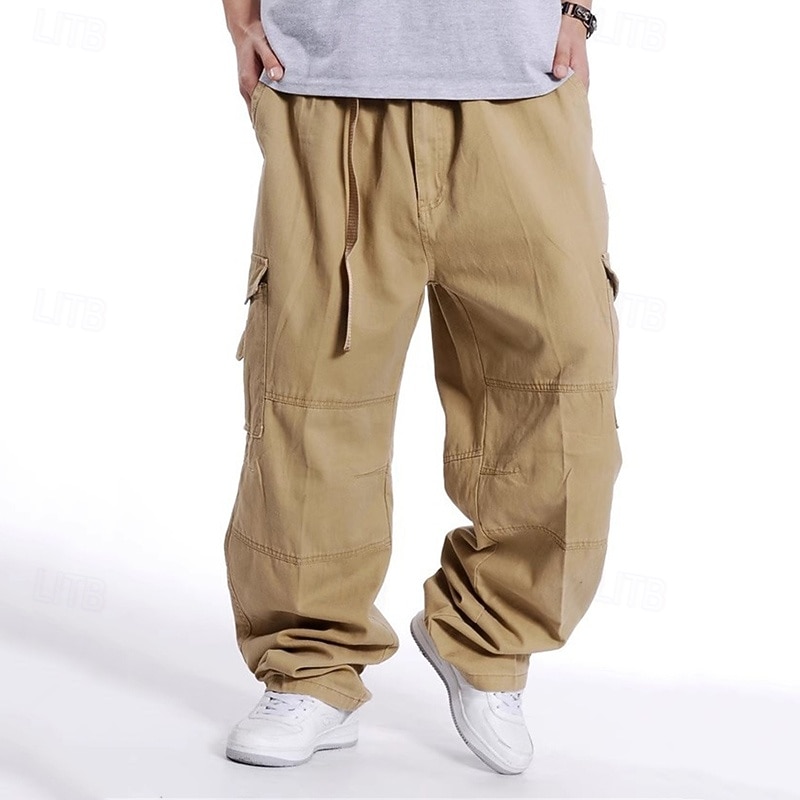 Men's Cargo Pants Tactical Pants Trousers Buttons Elastic Waist Multi Pocket Plain Wearable Outdoor Daily Camping & Hiking Casual Big and Tall Black Yellow2